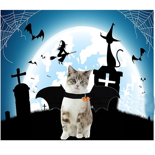 Foto 7 de 7 de Capa de Mascota para Halloween,Disfraz de Halloween para Mascotas Disfraz de Vampiro de Halloween de Mascota…