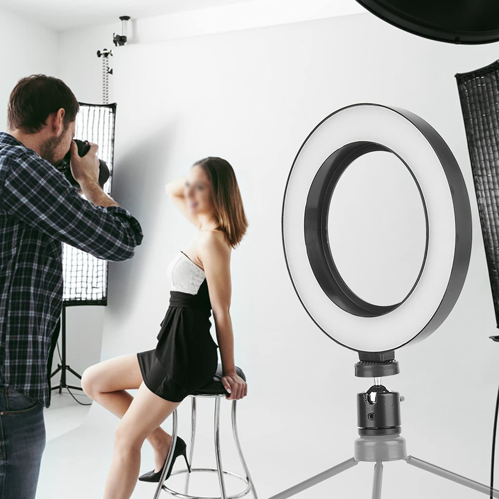 Elprico Ringlicht, 6-Zoll-LED-Ringlicht Fotografie Dimmbares Video Live Studio Kamera Foto Selfie Video Licht