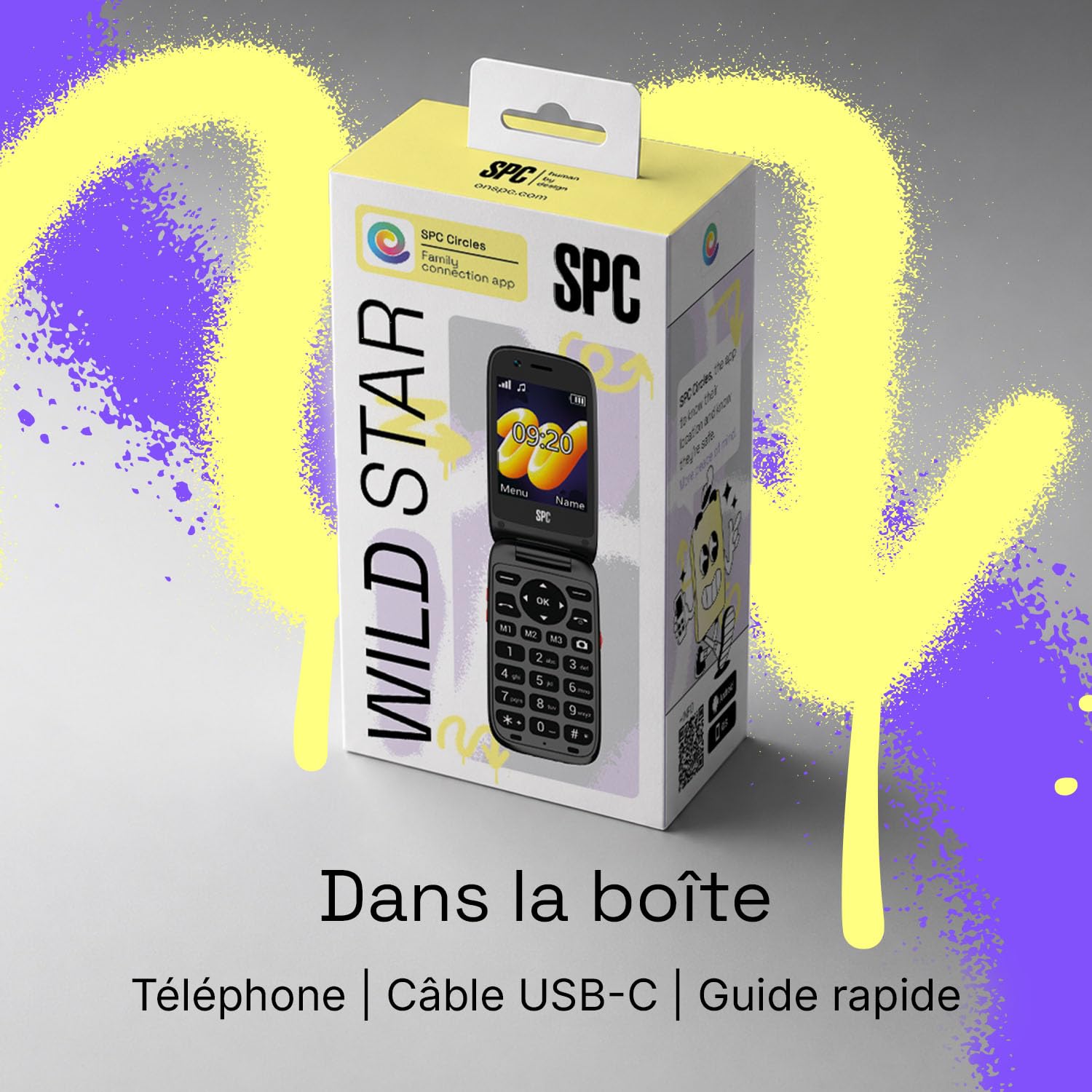 SPC Wild Star - Portable Enfant avec GPS, SOS, sans Internet, Noir