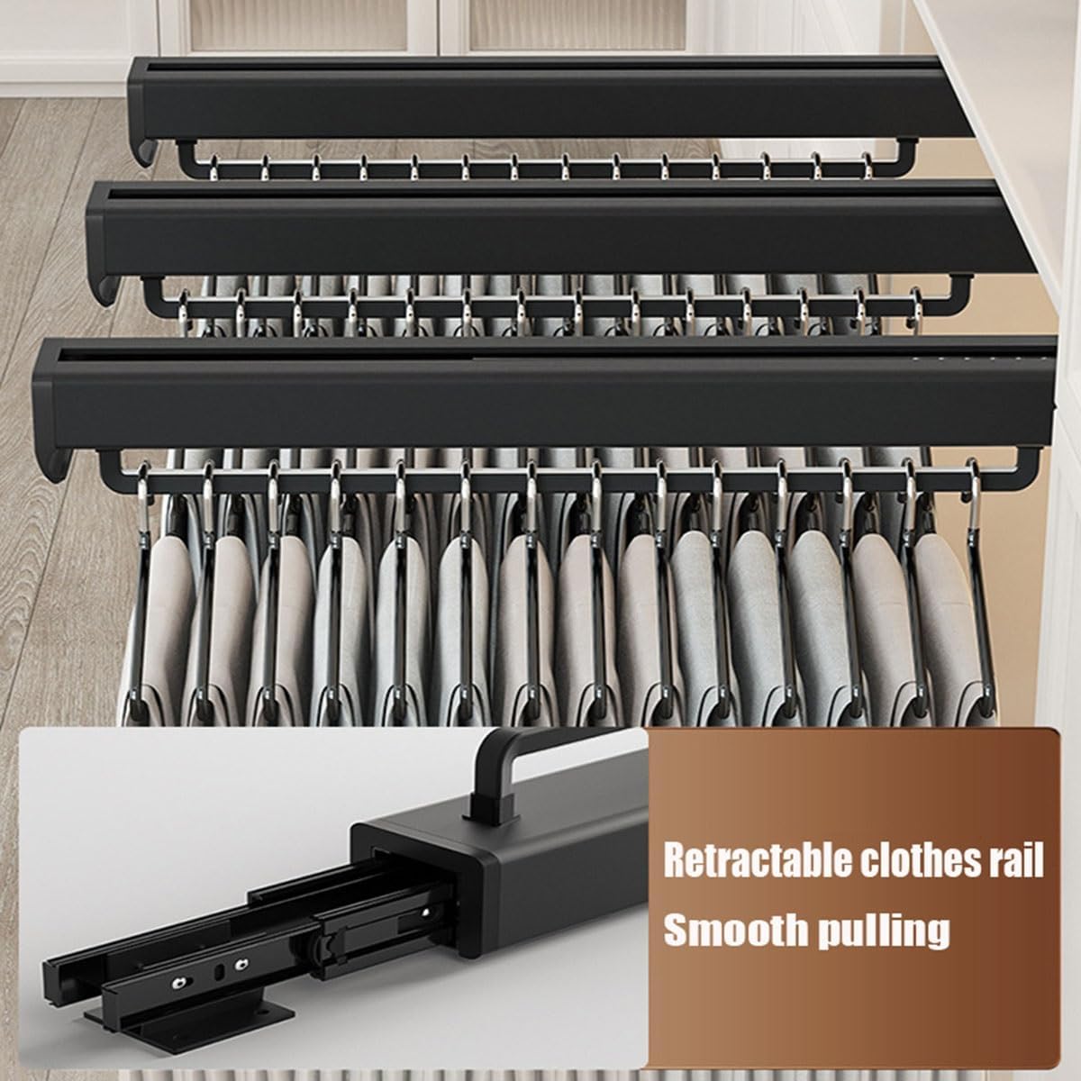 クローゼットの服レール、ワードローブの服レール拡張可能な服ハンガーロッド服の主催者37.5cm 52.5cm 57.5cm 62.5