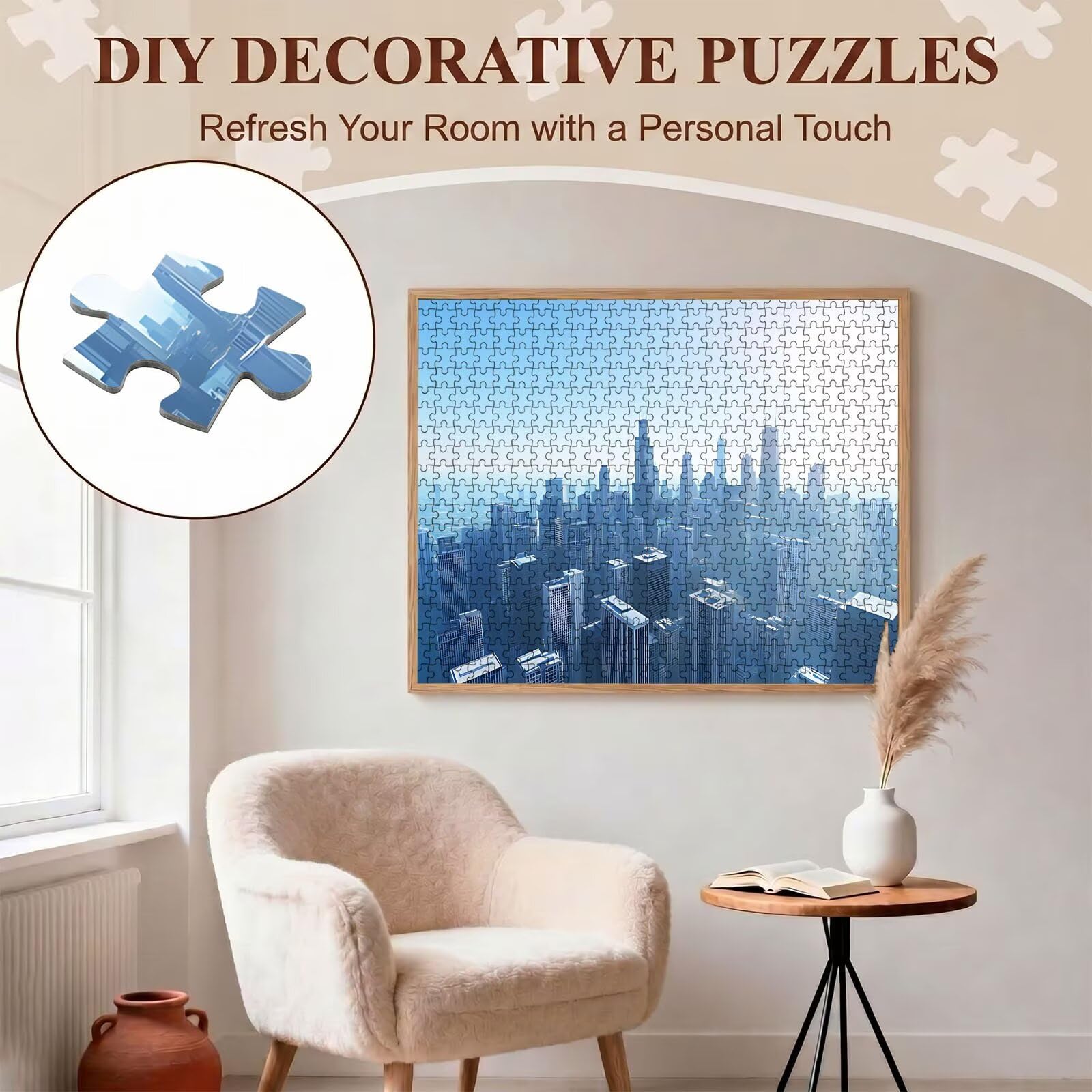 Città architettura-4 Puzzle 1000 Pezzi per Adulti, Puzzle in Legno - Collezione Classica con Poster Incluso - Sfida di Concentrazione e Passatempo Antistress, Gioco per Famiglia, 75 x 50 cm f0-49