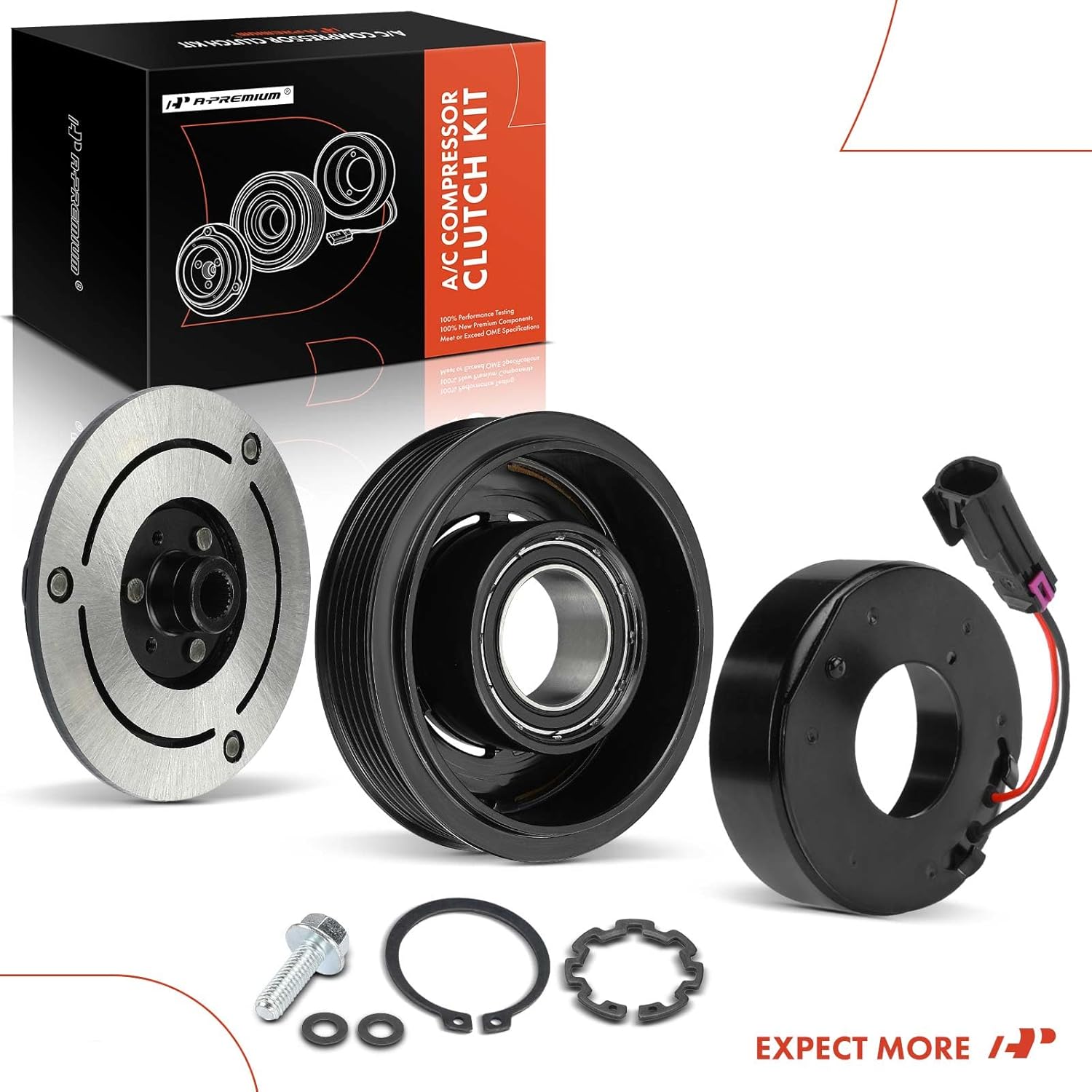 A-Premium Air Conditioner AC Compressor Clutch Kit Compatible with Ford Fusion 2010-2012 & Lincoln MKZ 2007-2012, 3.5L