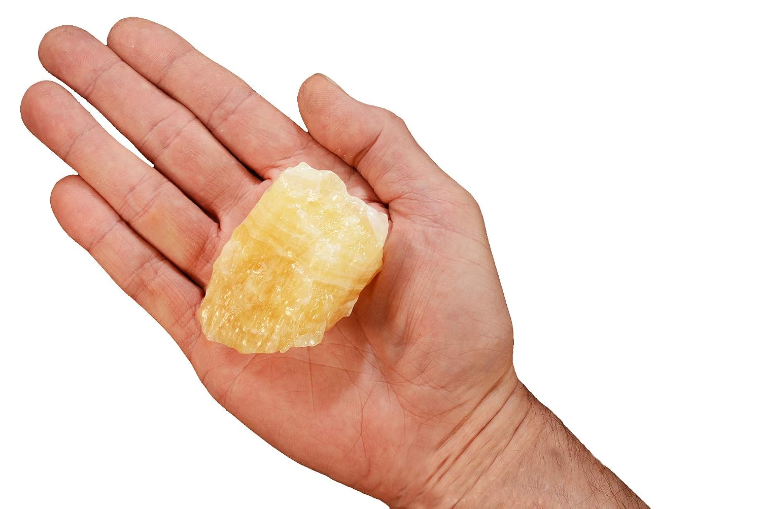 Pineapple Yellow Calcite 2 1/2" 4-7 Oz Rock Mineral Solar | The sweet, subtle, and vibrant energy of Pineapple Calcite can be felt when placed directly on the Solar Plexus Chakra.