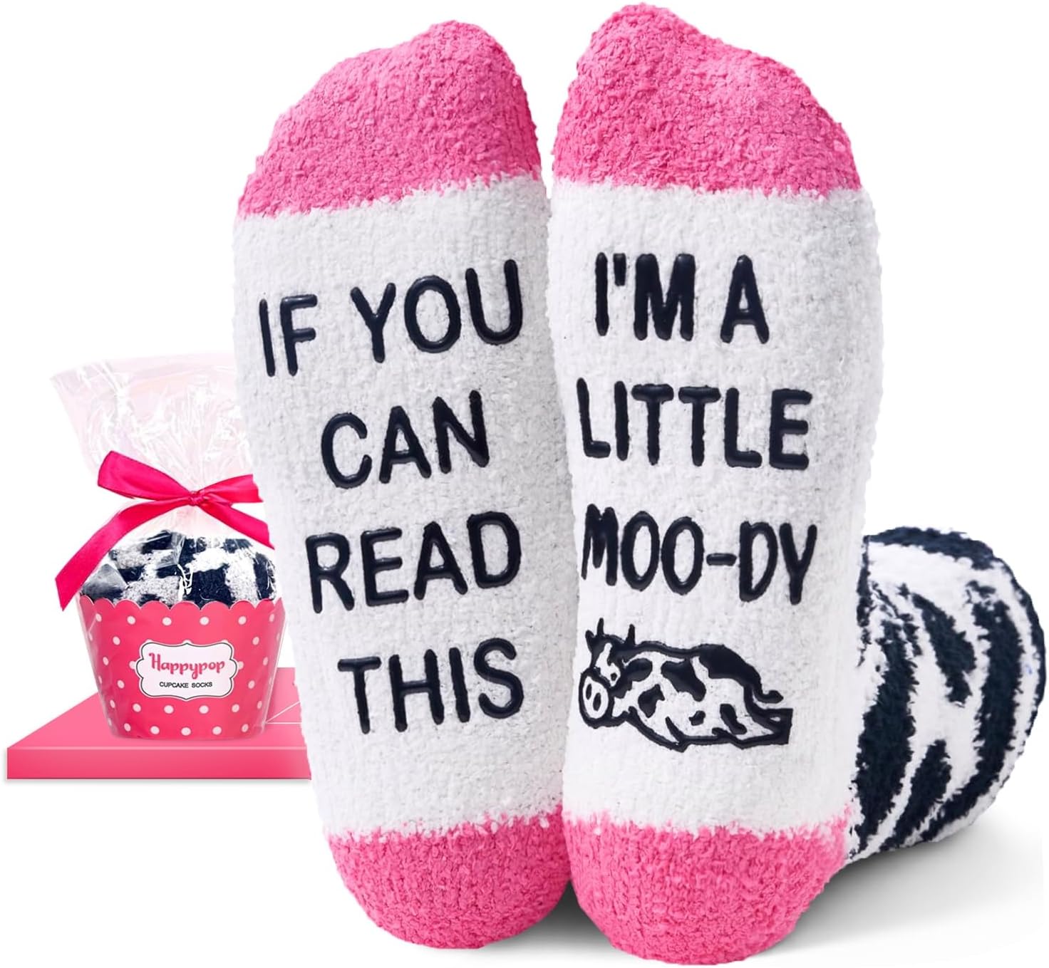 Cow Print Socks for Women - Fuzzy, Funny Horse Gifts for Teen Girls & Animal Lovers