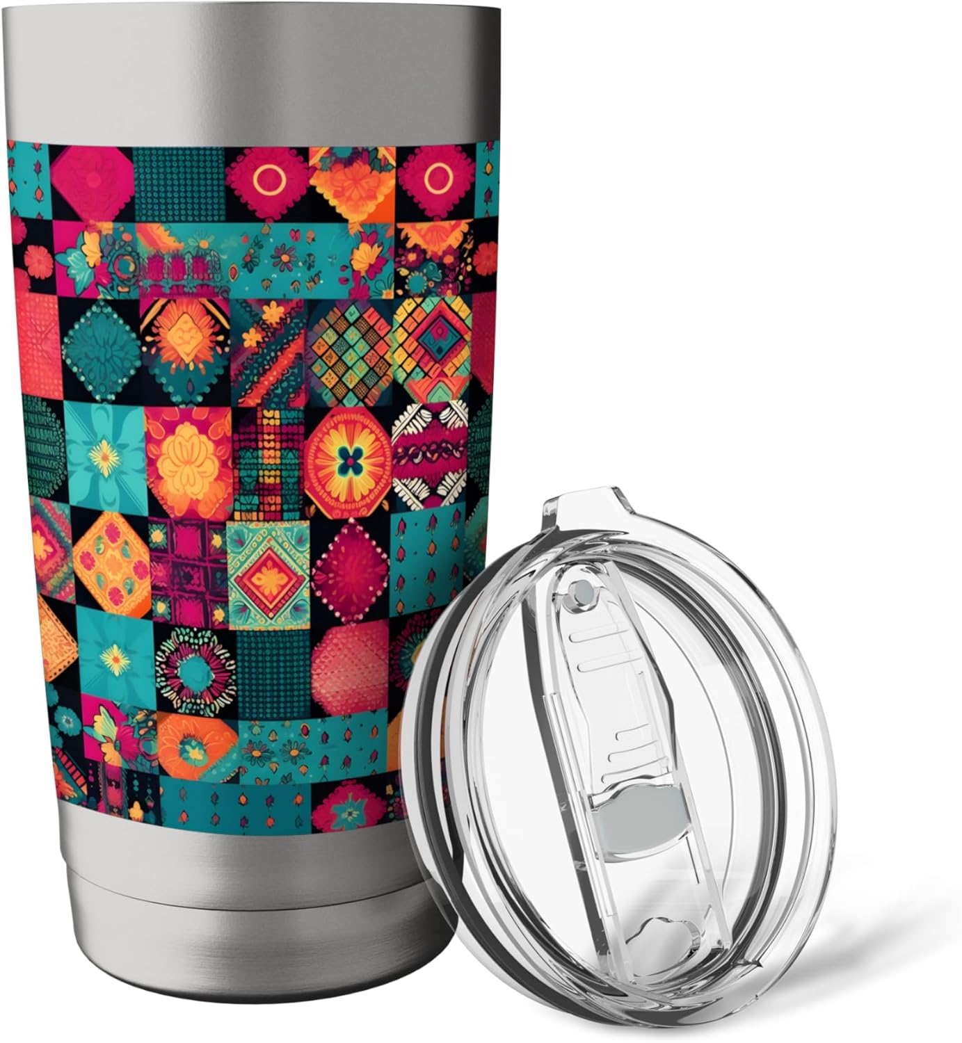 Patchwork Quilt Inspired | Quilting Lover | Colorful Boho Stainless Steel Insulated Tumbler