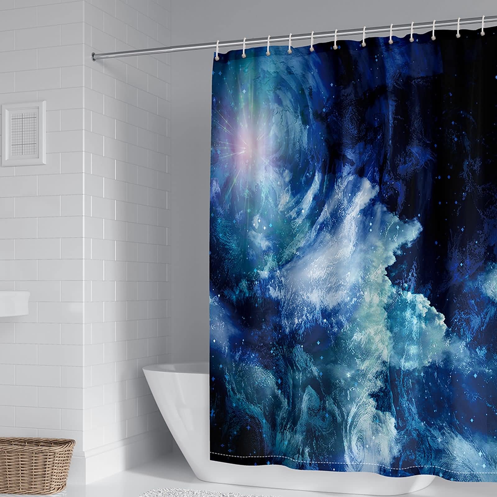 Rideau de douche la nébuleuse bleue KnSam pour une salle de bain zen
