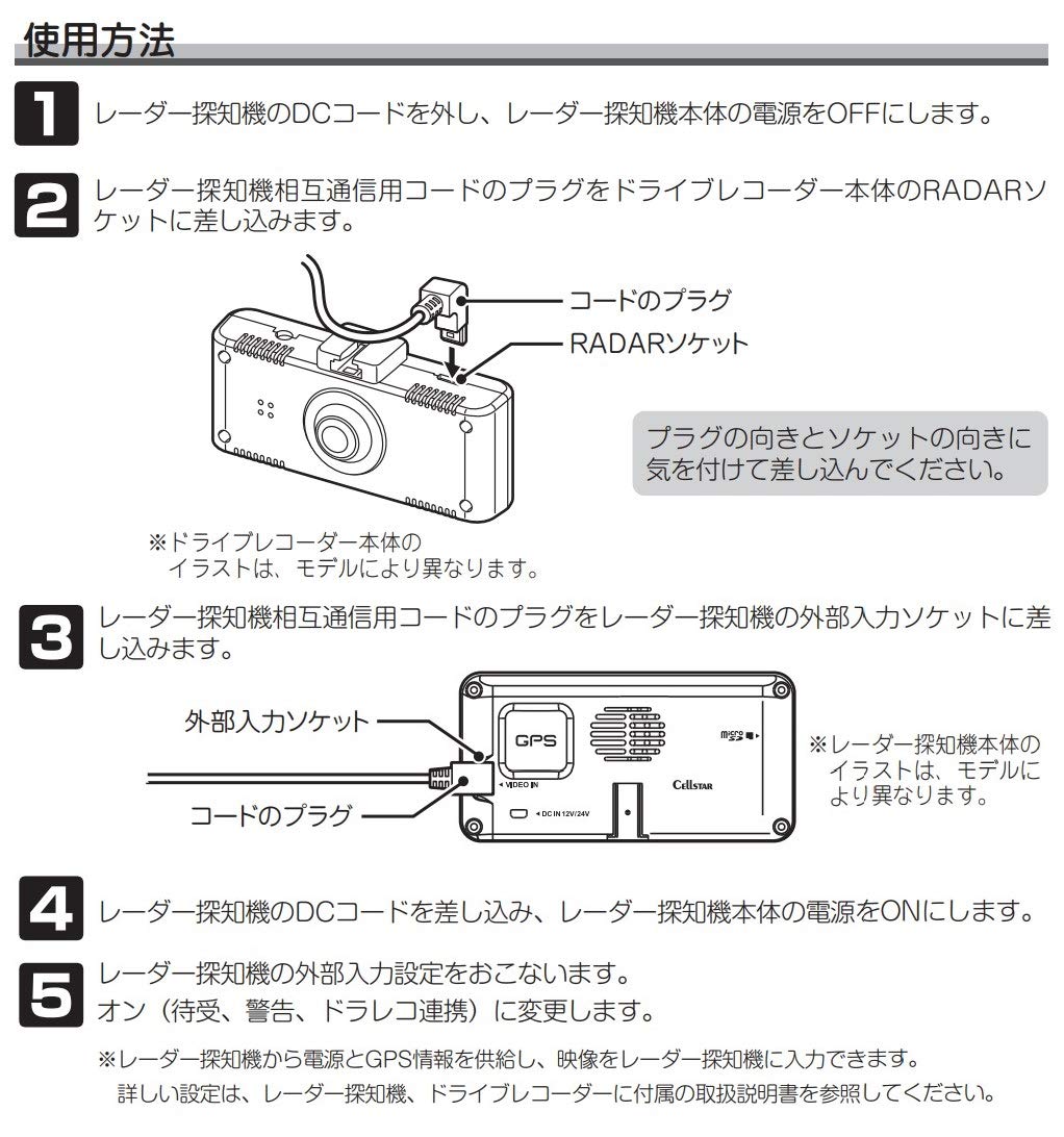 Amazon | セルスター ドライブレコーダー通信用コード GDO-07 レーダー