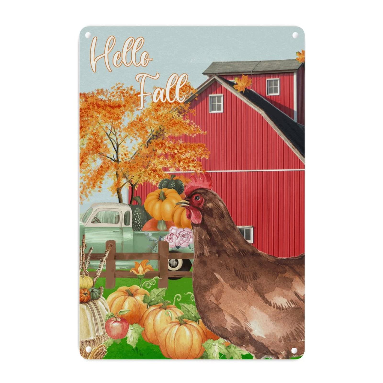 Panneau mural en métal vintage pour décorer votre porche d'entrée à Thanksgiving