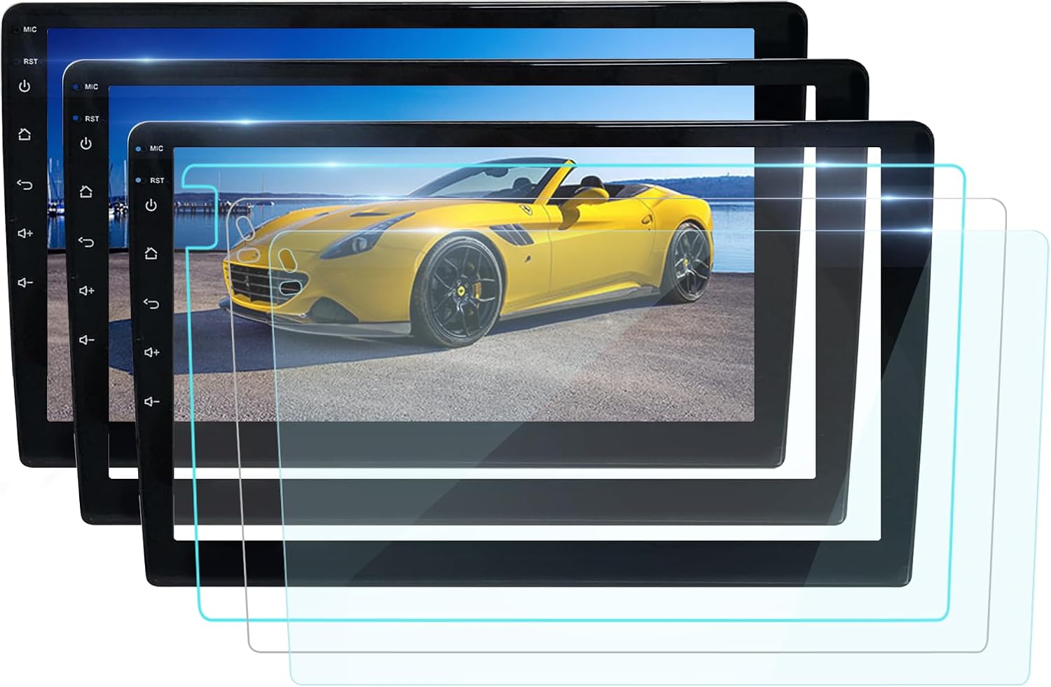 9" Android Car Screen Protector Bundle (5-Pack): HD Tempered Glass + Matte Anti-Fingerprint + Blue Light Blocking + Flexible TPU Film for Podo-fo Teyes CC3/CC2L/Spro/X1 Plus & CarPlay Double Din