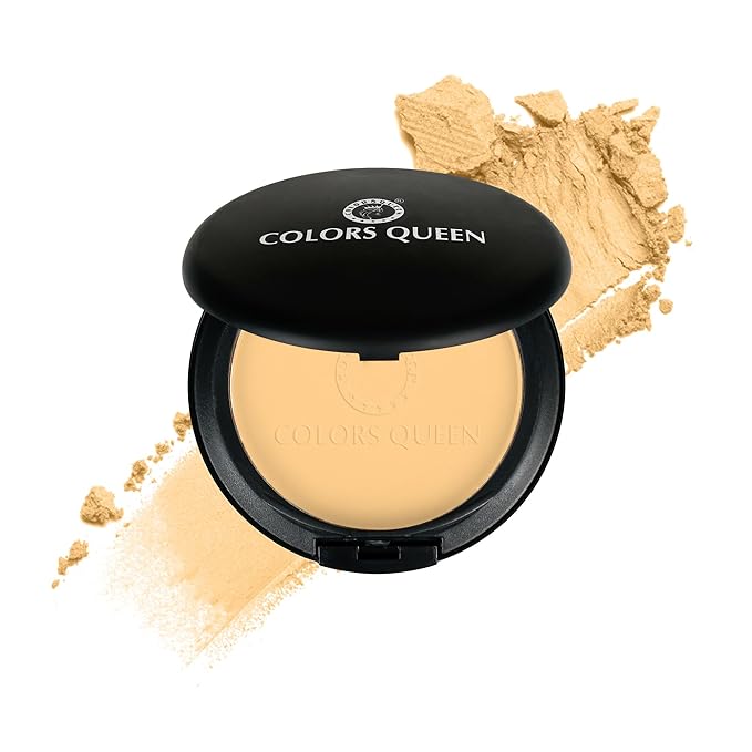 Colors Queen Luminous Silk Compact Powder with Argan Oil – 10g | Oil Control, Matte Pressed Powder with Lightweight Formula | Long Lasting Compact Powder for Face Makeup (Almond)