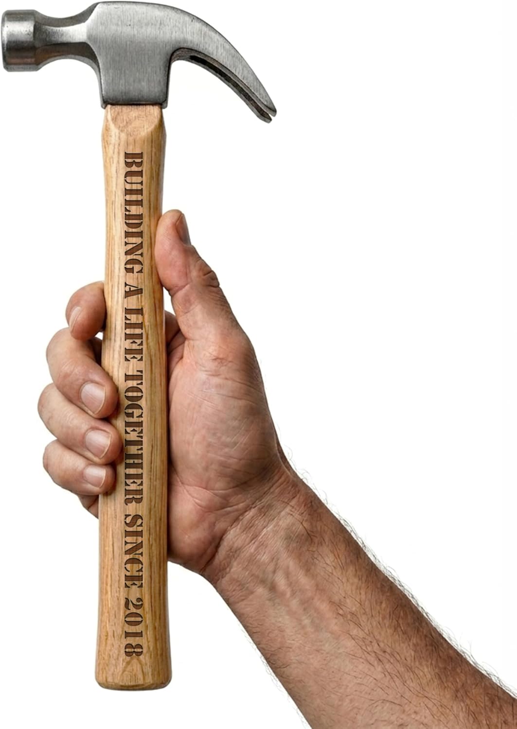 Personalized Fathers Day Wood Handle Steel Hammer, Custom Engraved Hammer for Dad - Optional Fonts - Dad Birthday Gifts