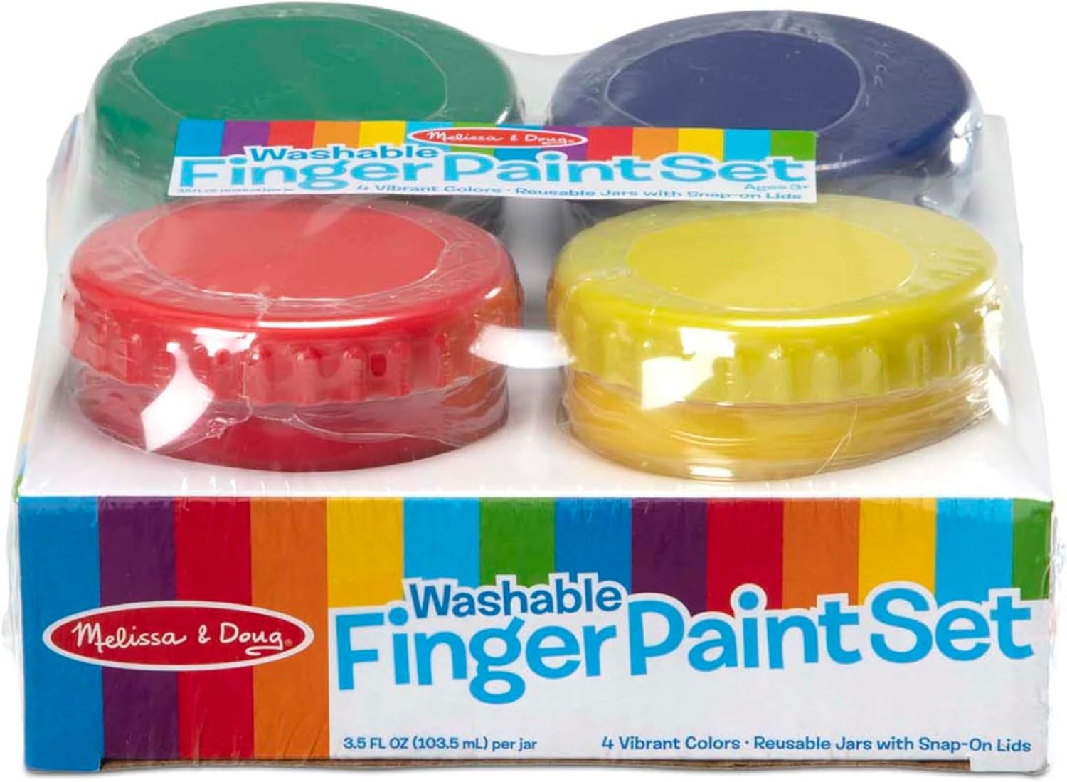Melissa & Doug Finger Paint Set (4 pcs) - Red, Yellow, Blue, Green