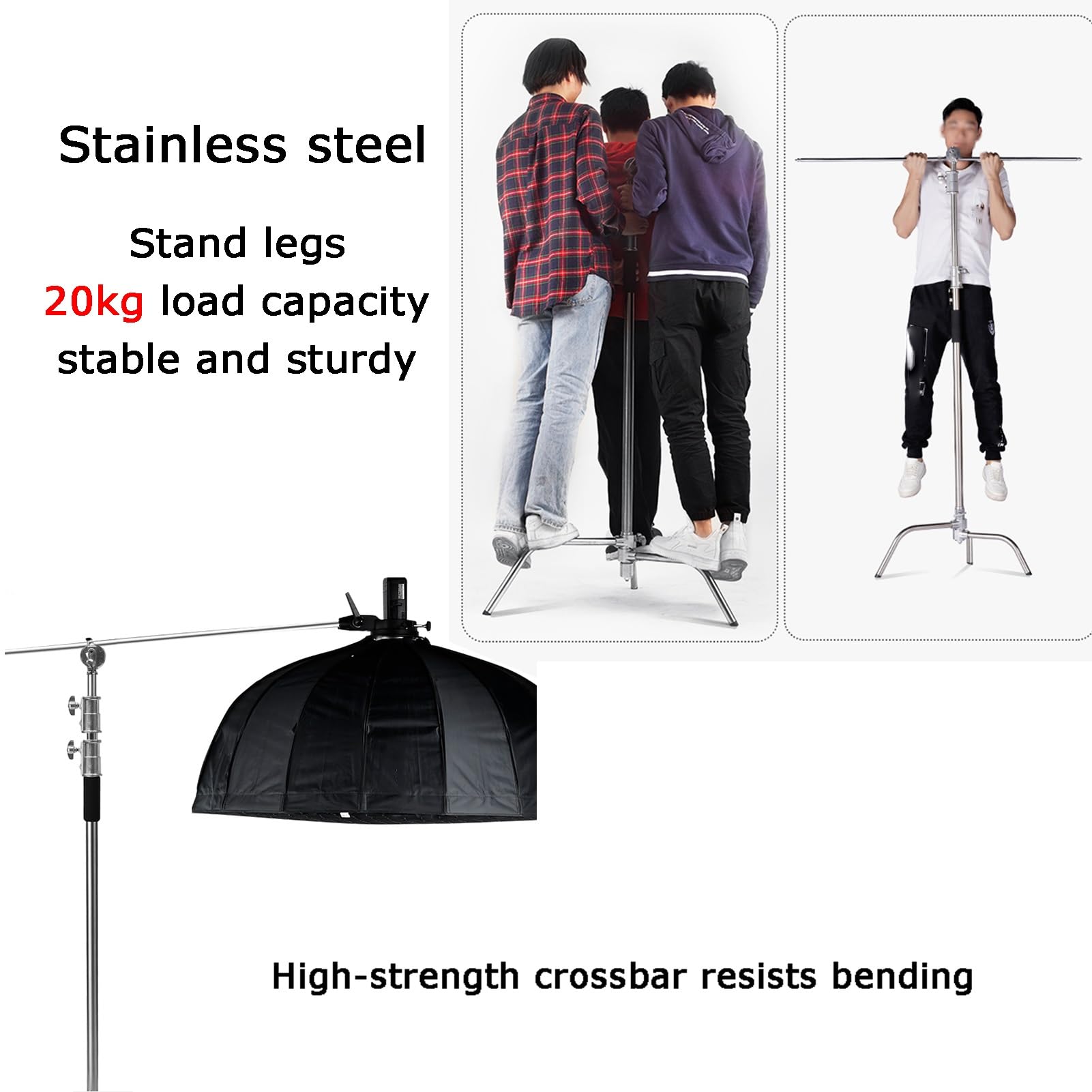 Statywy C Z Poprzeczką, Maksymalna Wysokość 330 Cm, Udźwig 20 Kg, Statyw Fotograficzny, Do Softboxów I Reflektorów Studyjnych