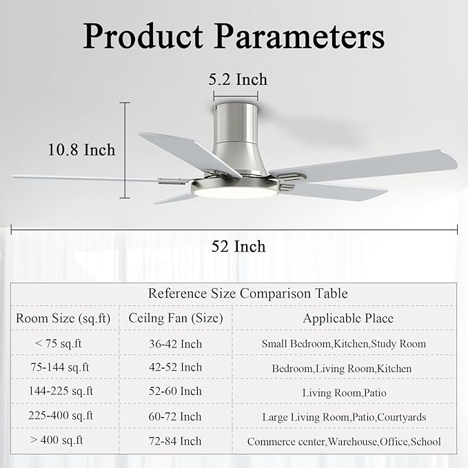 Ventilador de Techo 52 Pulgadas con Luz y Control Remoto, Mo miniatura 7