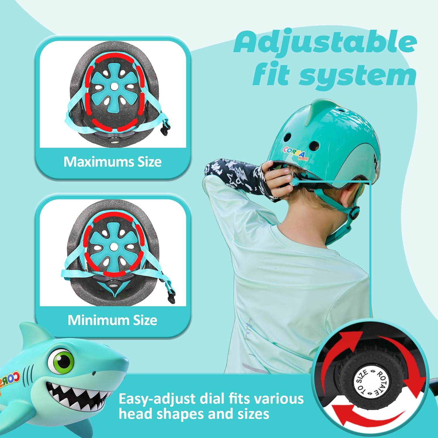 Toddler Kids Bike Helmet, Adjustable and Multi-Sport, 3 Sizes for Ages 1-2-3-5-8-14 Years Child Infant Boys Girls
