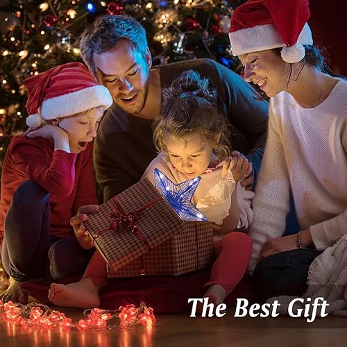 Miniatura 60 de Lewondr Decoración para árbol de Navidad, control remoto alimentado por USB, temporizador de 6 horas, estrella de árbol controlada con luces y Plata