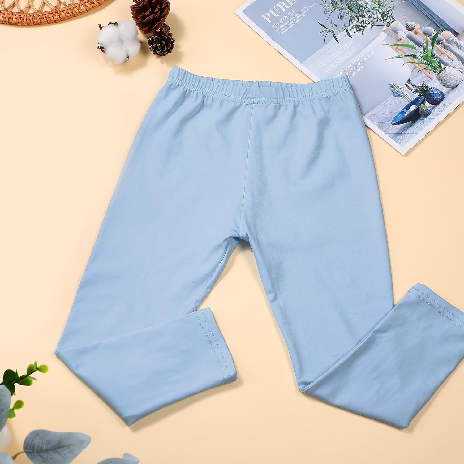 Ramede 8 Pcs Girls Leggings Full Length Solid Color Basic Leggings Soft Comfortable Stretch Tights Pants for Kids Girls Yoga - Image 3