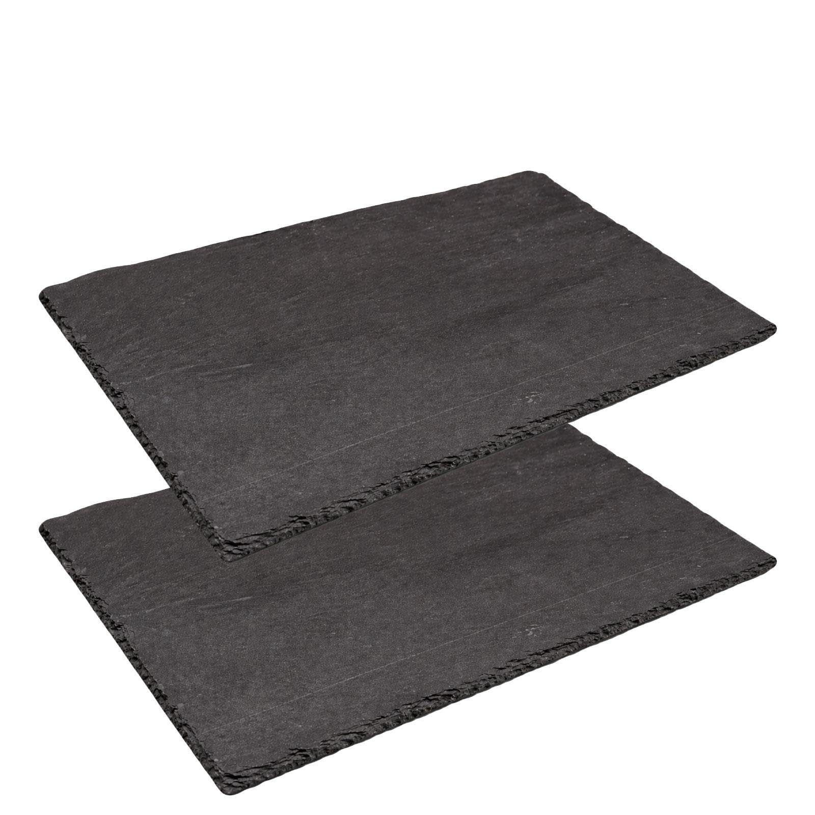 Natural Slate Serving Board 35x25cm Cheese Board Platter – Durable Stone Food Tray, Rustic Serving Board, Single / 2 Pack / 4 Pack (Black - 2 Pack, One Size)