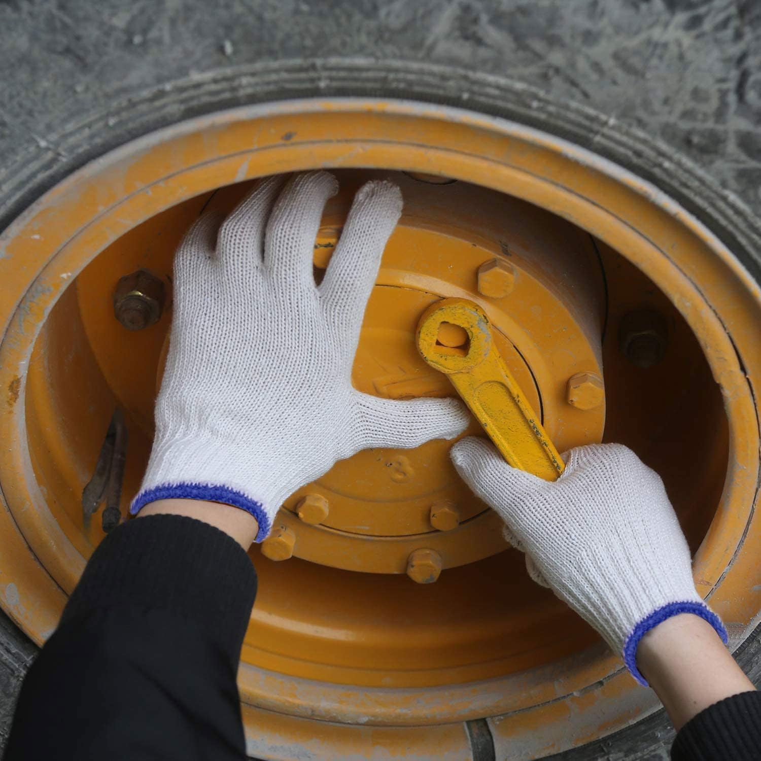 Evridwear Cotton Polyester String Knit Shell Safety Protection Work Gloves for Painter Mechanic Industrial Warehouse Gardening Construction Men & Women 12 Pairs, no Dots, Medium Size - Image 5