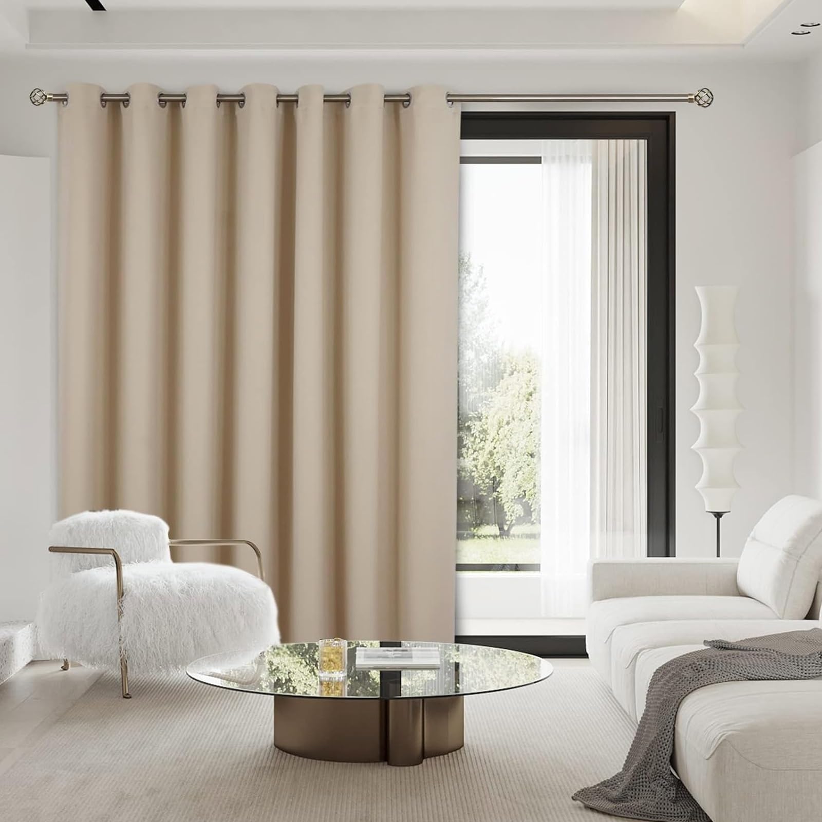 Rideau anti-froid et chaleur beige 135x220 opaque pour retrouver le sommeil et le confort chez soi