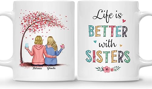 Miniatura 21 de Gossby Taza personalizada para mejor amiga, regalo personalizado para mujeres con diseños, nombres, cumpleaños, regalo de taza de Navidad para 4