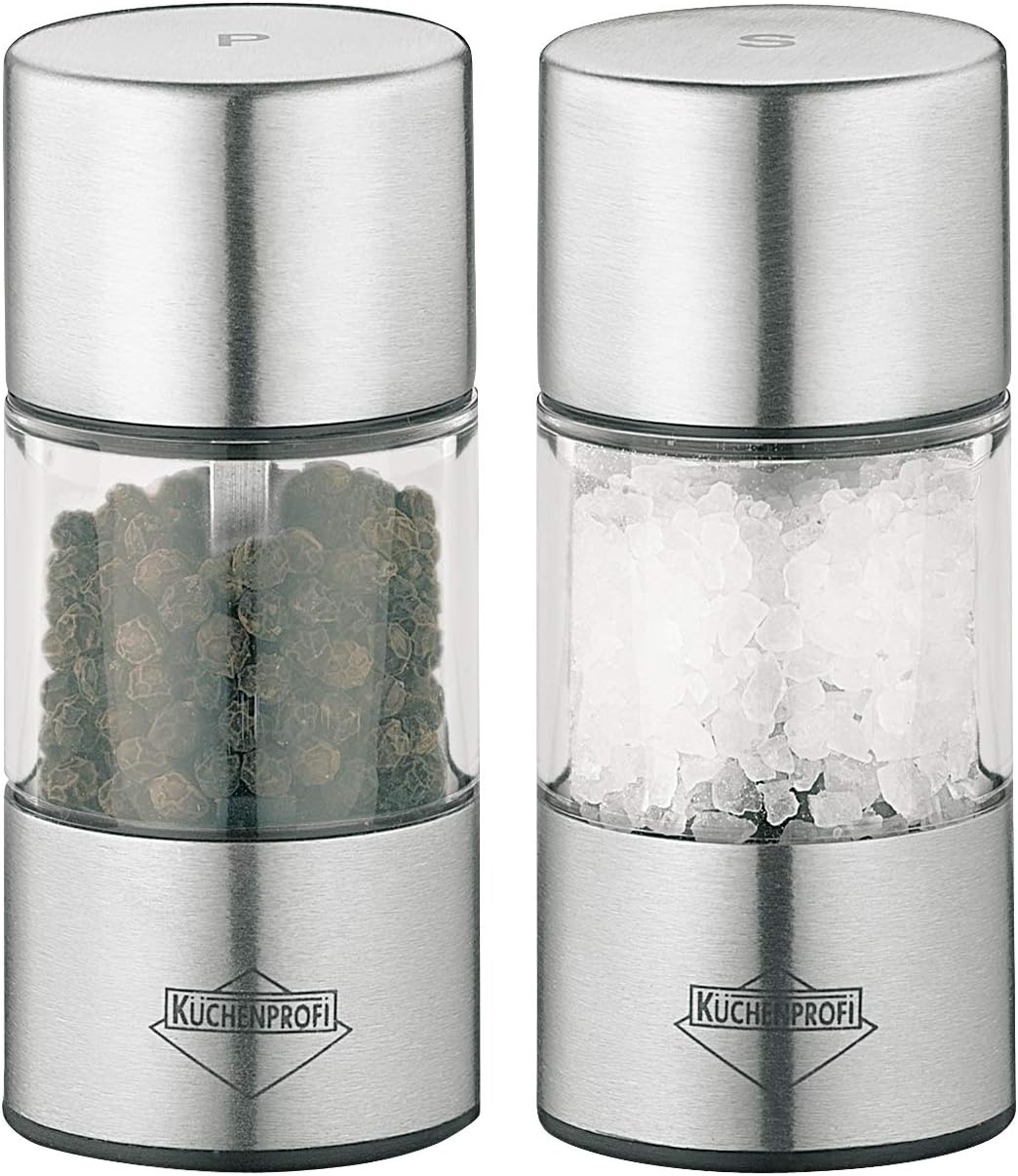 Kuchenprofi Vienna Salt and Pepper Set - Stainless Steel Grinder for Salt and Pepper (3.4 In x 1.5 In, Clear)