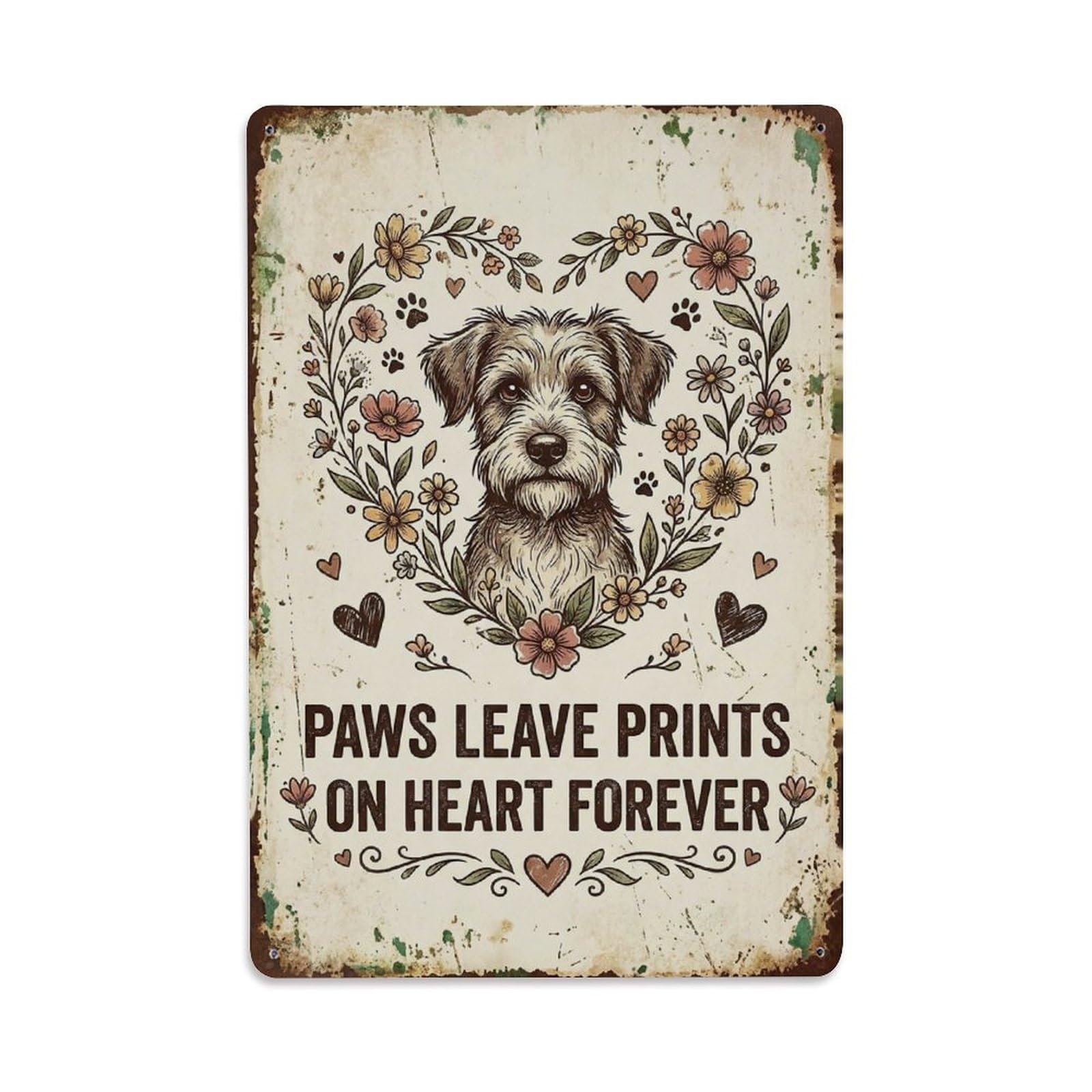 Okngb Style Folk Nature Motto Leave Prints Heart Whimsical Metal Tin Sign Plaque Wall Decor For Cafe, Man Cave, Club Bar, Office, Home Garden Round Metal Poster 8X12inch