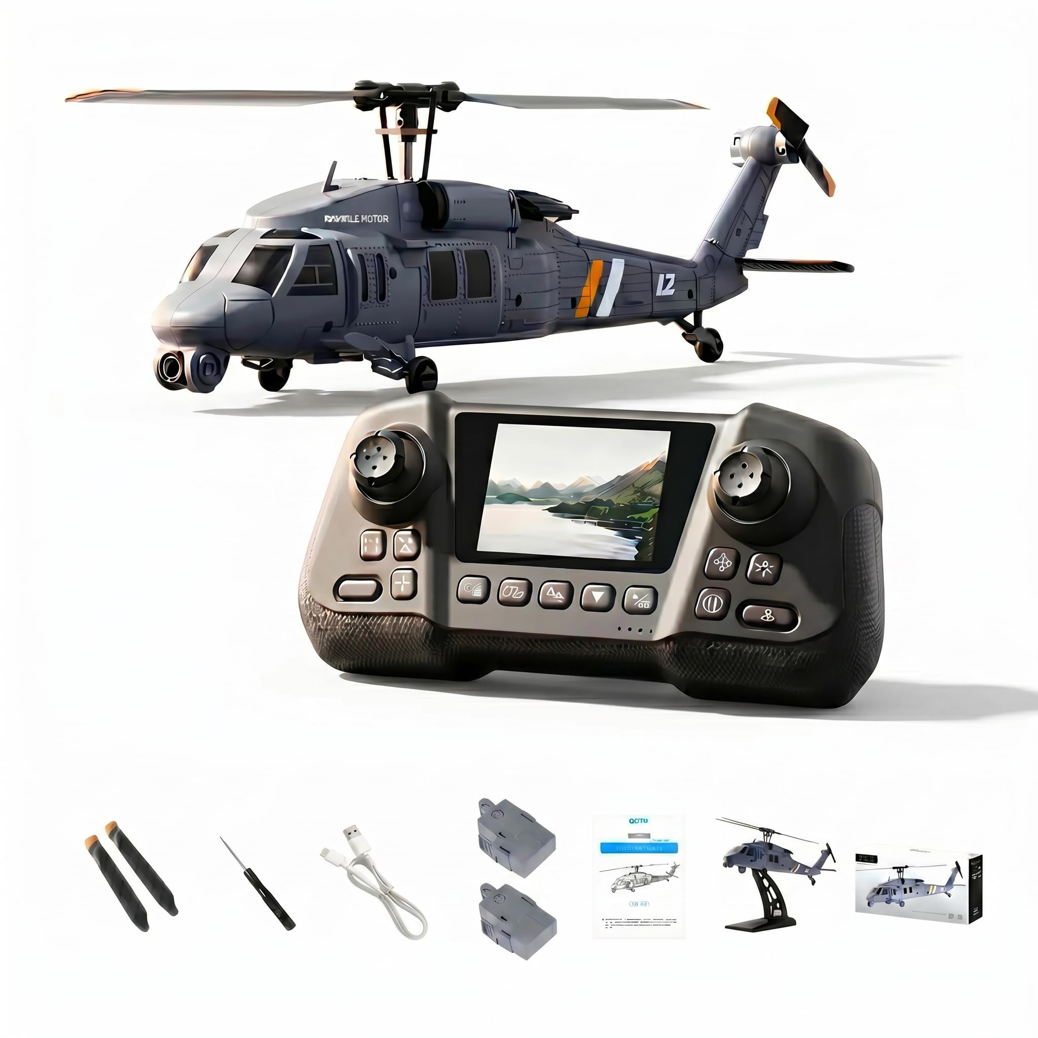 JETFLYZONE RC Helicopter with Camera, Drone, Remote Control Helicopter for Adults, 8K Aerial Photography, Altitude Hold, LED Lights, Ready to Fly for Gift