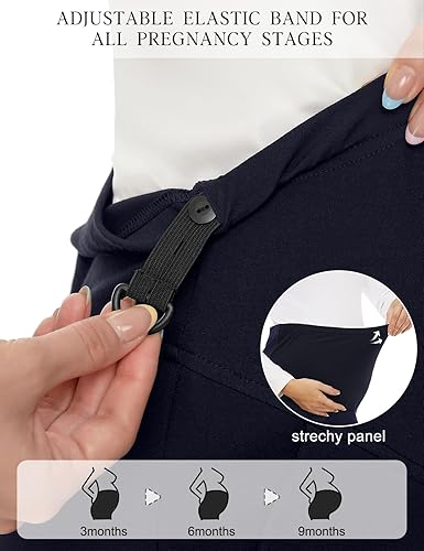 Miniatura 4 de Tapata Pantalones de maternidad para mujer de 28, 30, 32 pulgadas, entrepierna corte bota, pantalones de vestir con bolsillos sobre el vientre, Azul