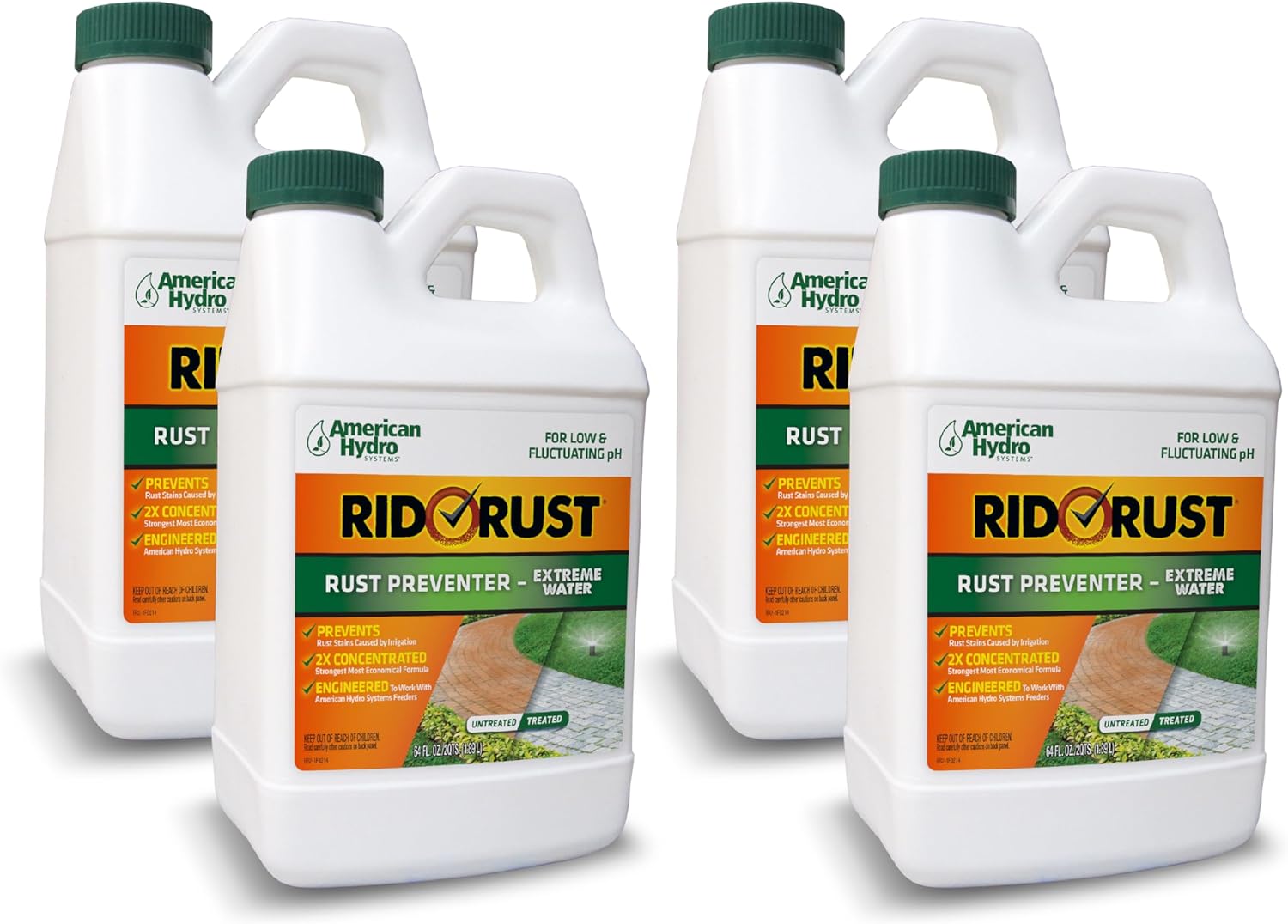 Rid-O-Rust Outdoor Rust Preventer, Extreme Water, Prevents Stains Caused by Irrigation, 64 Fluid Ounce Bottles (4 Pack)