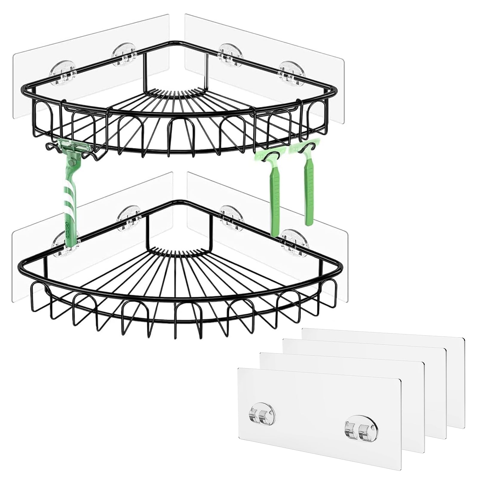 Orimade Black Corner Shower Caddy Bundle with Adhesive Replacement