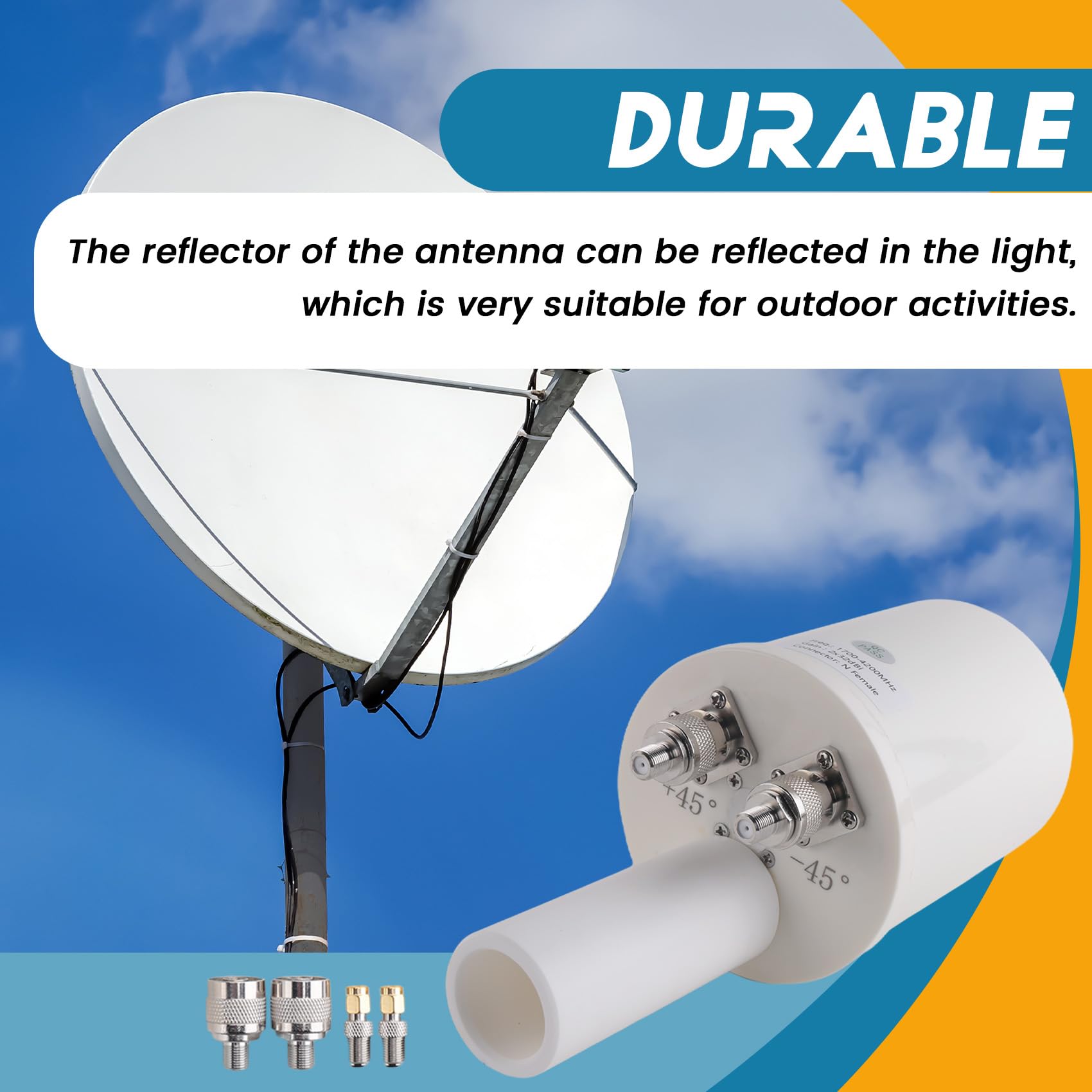 Corne d'alimentation D'Antenne 5G à Double Polarisation en 1700-4200 MHz WiFi 3G 4G 5G Réflecteur Parabolique 2X 32 DBI Uniquement Alimentation