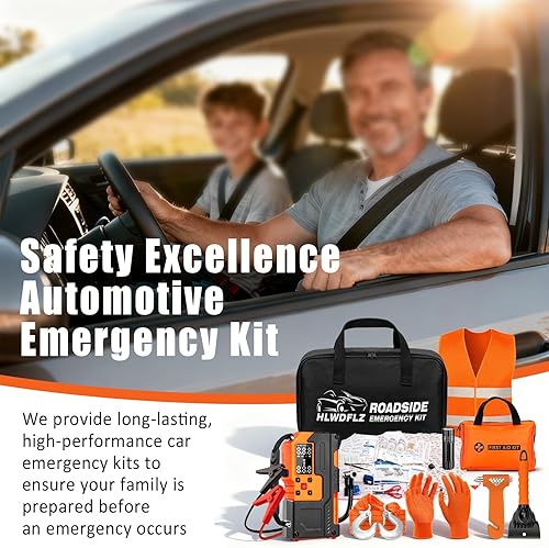 Miniatura 7 de Kit de emergencia en carretera para automóvil, arrancador de salto con compresor de aire, kit de primeros auxilios, cuerda de remolque, kit de