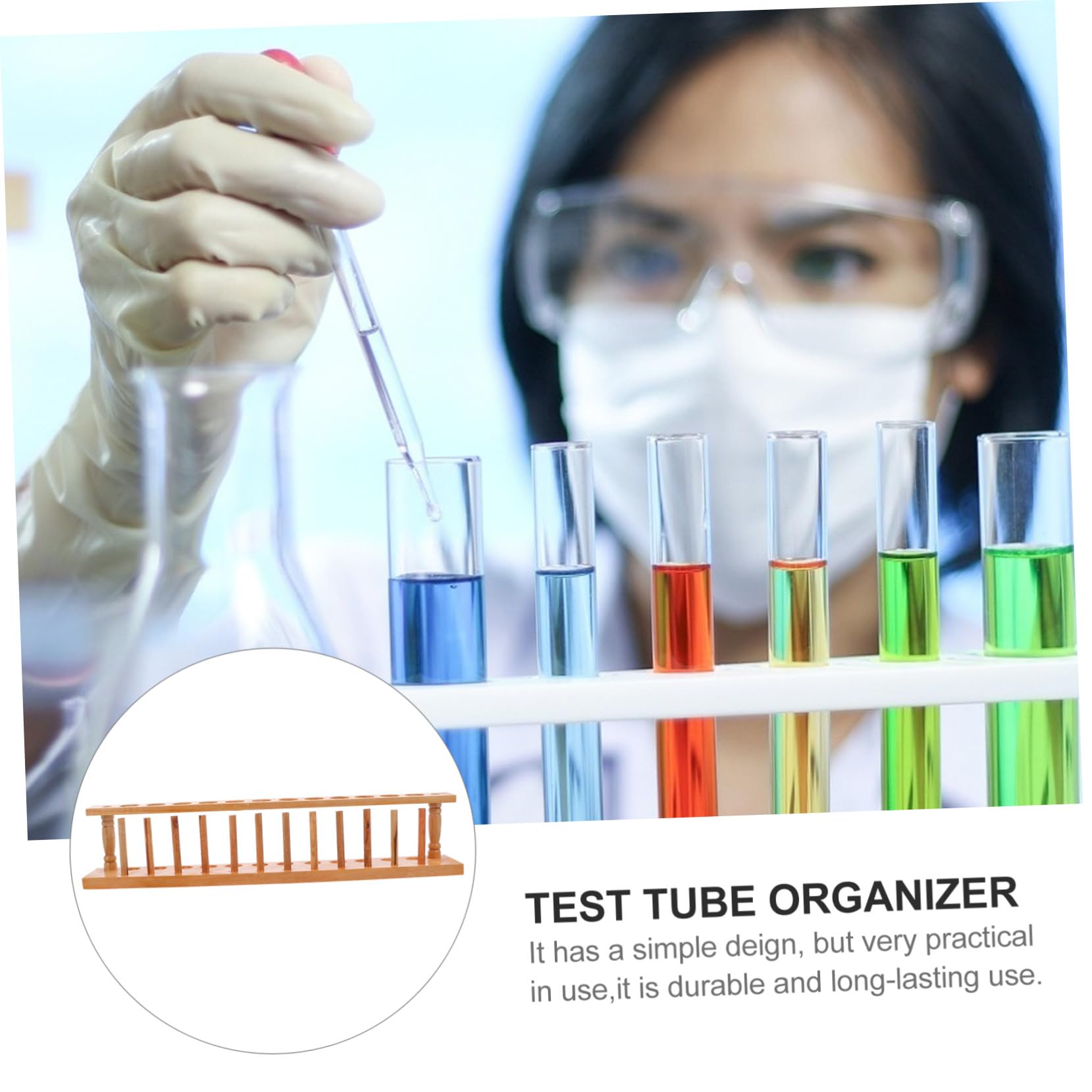 PRETYZOOM Supporto per Fiale in Legno Naturale, Porta Contenitori da Laboratorio Struttura Robusta, Scaffale per Conservazione Fiale per Esperimenti Scientifici e Uso Scolastico