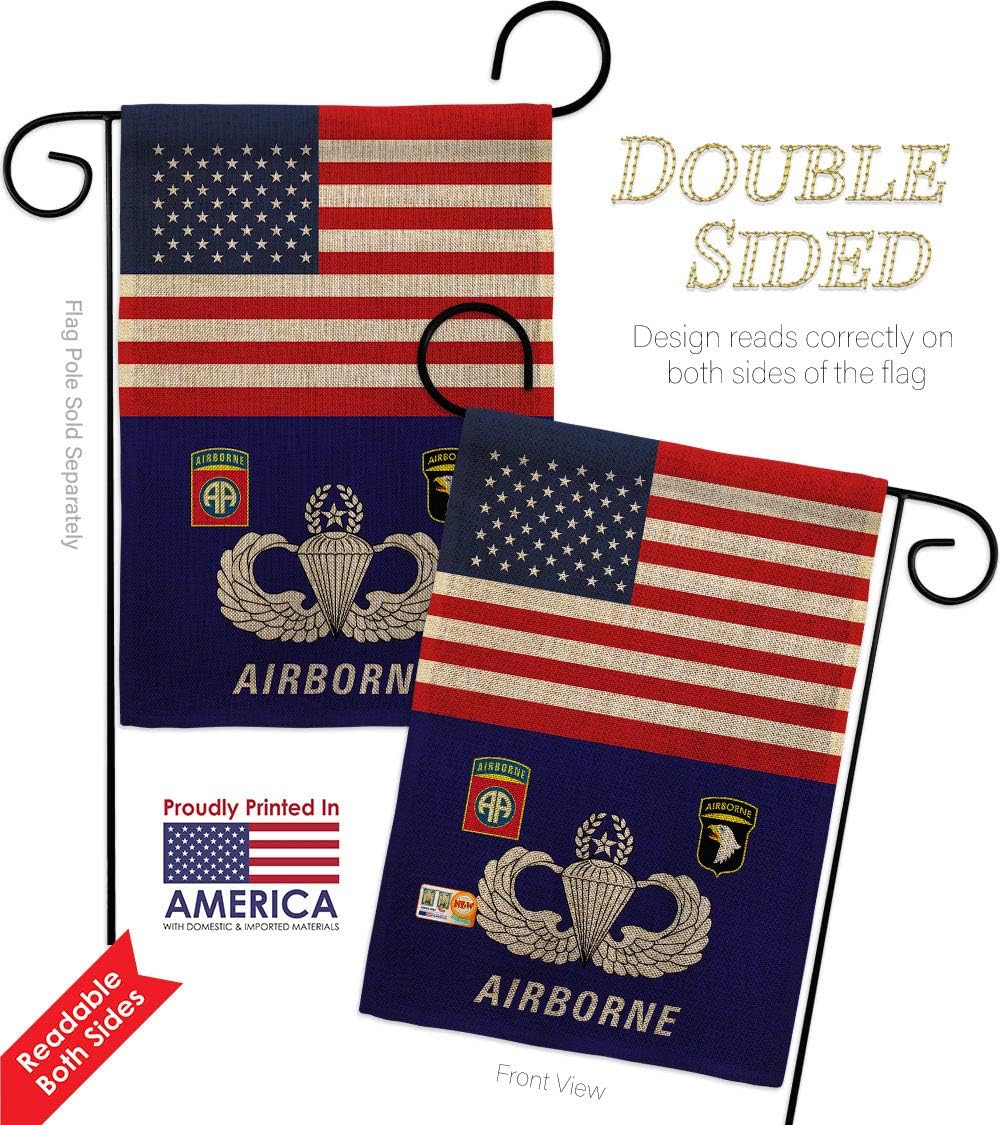 Army US Airborne Burlap Garden Flag Set Mailbox Hanger Armed Forces Rangers United State American Military Veteran Retire Official Small Gift Yard House Banner Double-Sided Made In USA 13 X 18.5
