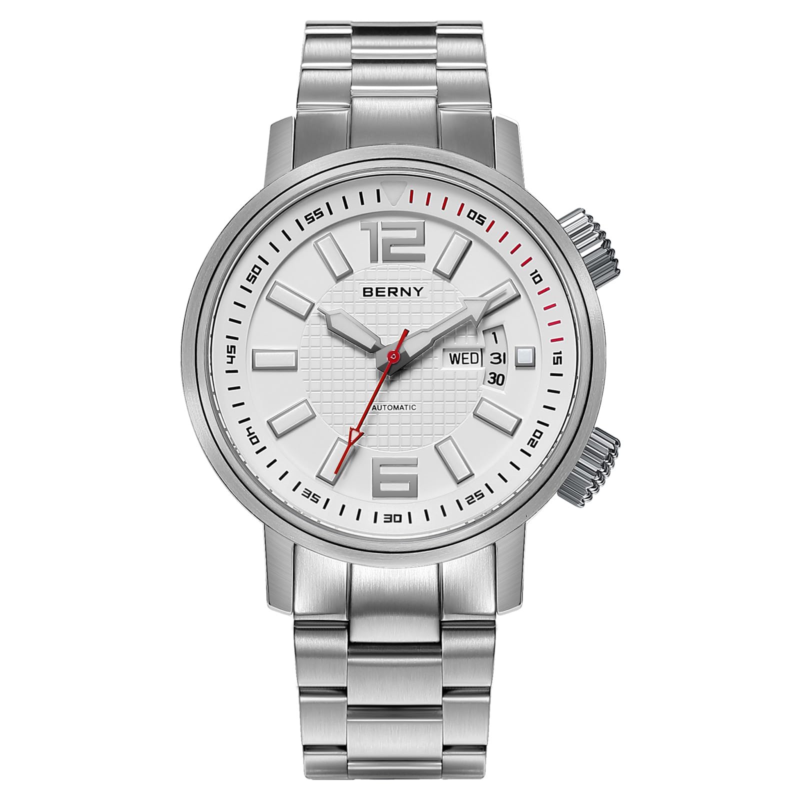 BERNY Automatische Mechanische Taucheruhr Für Herren Selbstaufziehend Sport-Edelstahl-Armbanduhr Wasserdicht 20 ATM Saphirglas Kratzfest