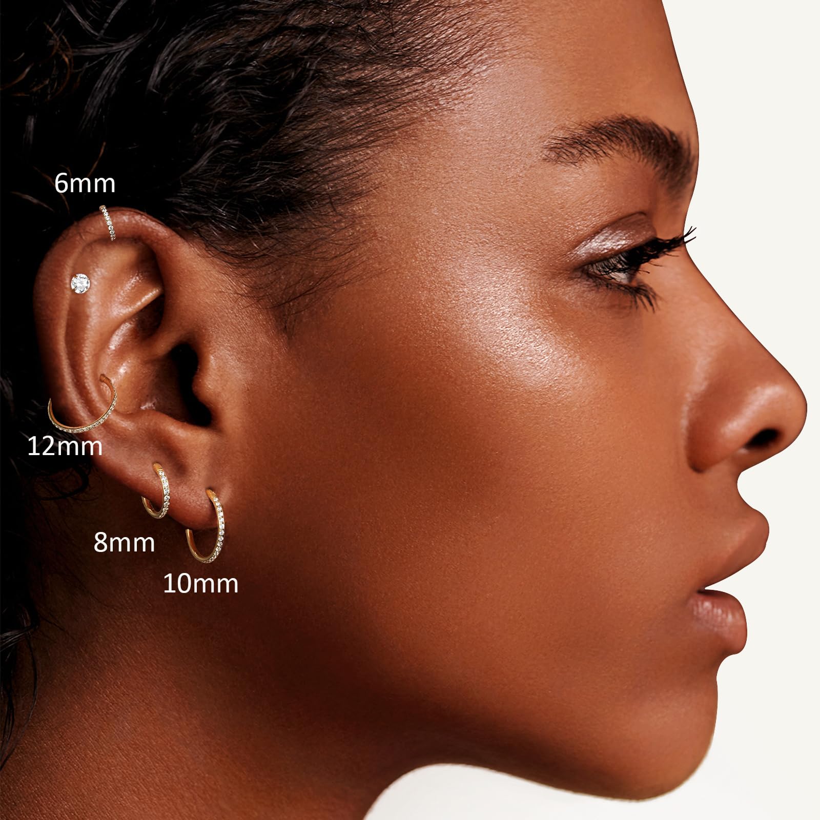 Piercing Nariz Aro G23 Titanio Pendientes Nariz Piercing Nostril Tragus Septum Helix Daith Piercing Labio Inferior Plata Oro 6MM 8MM 10MM 12MM 16G 18G 20G — view 3