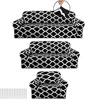 Vista 11 de Peryiter Juego de 3 fundas para sofá para sala de estar, fundas para muebles de sofá y sillones, funda para sillón con brazos, protector de muebles