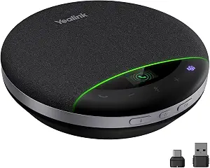 Yealink Bluetooth Speakerphone SP96 with Dongle Support, 26H Talk Time, Teams Certified, 65mm Conference Speaker, 6 Microphones Array, LCD Screen, AI Noise-Canceling