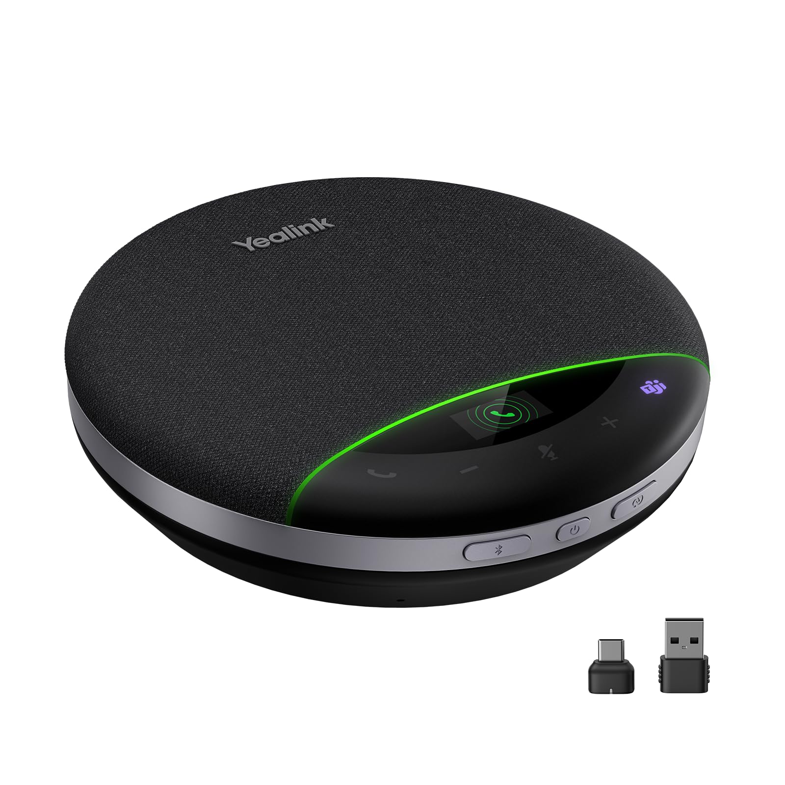 Yealink Bluetooth Speakerphone SP96 with Dongle Support Daisy-Chain 26H Talk Time Teams Certified 65mm Conference Speaker and 6 Microphones Array LCD