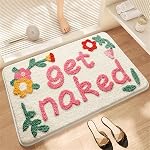 Ankah Get Naked Bath Mats, Rude Swear Words Unique Funky Cute Bathroom Rugs, Non Slip Rubber Backed Machine Washable, Cool Shag Absorbent Bath Rug for You Home, 17.32" x 29.92", GET Naked (Black)