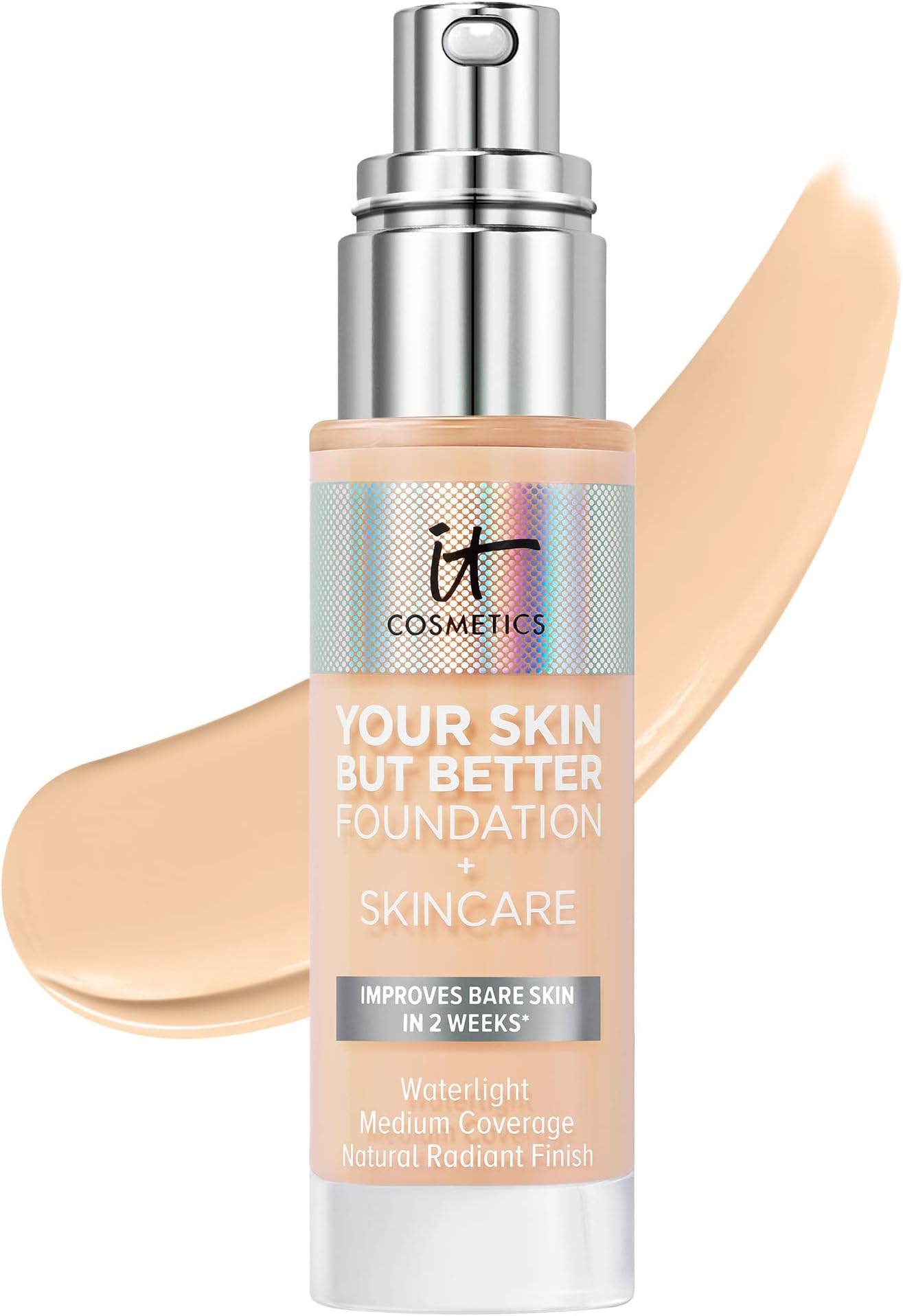 IT Cosmetics Your Skin But Better Foundation + Skincare - Hydrating Medium Buildable Coverage - Minimizes Pores & Imperfections - Natural Radiant Finish - With Hyaluronic Acid - 1.0 fl oz