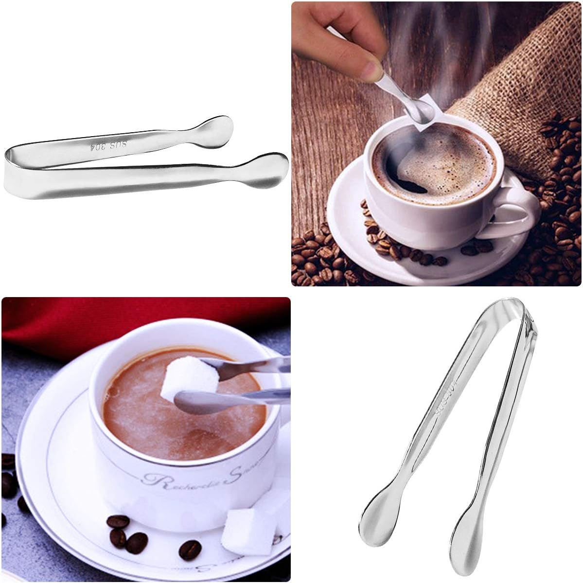4 Pcs Ice Tongs Sugar Cubes Tongs, Mini Serving Tongs