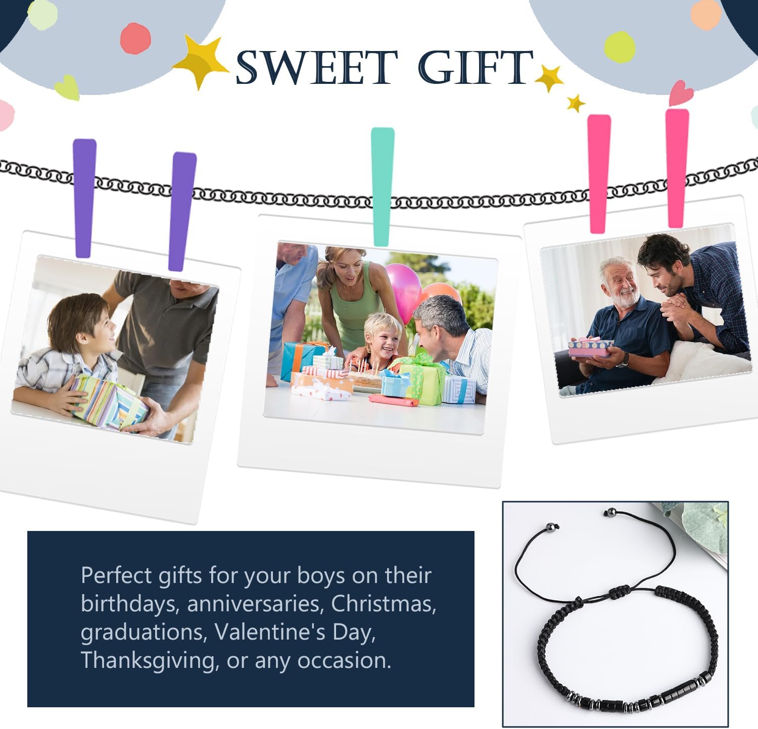 Teens Boys Gift Ideas: Morse Code 'I LOVE YOU' Bracelet for Son - Adjustable, Handmade Christmas Stocking Stuffers, Valentines, Easter Basket, Graduation Gifts - Image 3