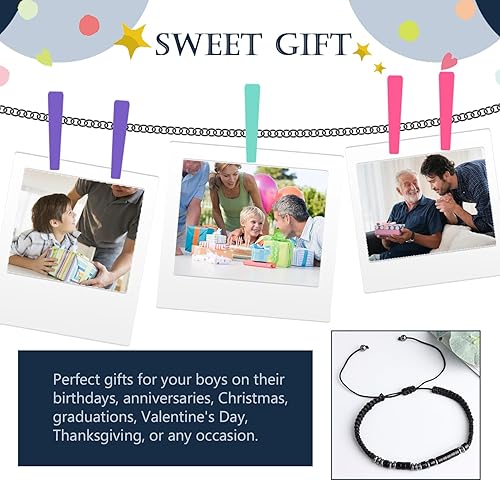 Miniatura 3 de VOHIVI To My Son Bracelet from Mom - Graduation Gifts,Inspirational Gifts for Boy,Morse Code Bracelets with Engraved Wallet Card,Adjustable Handmade