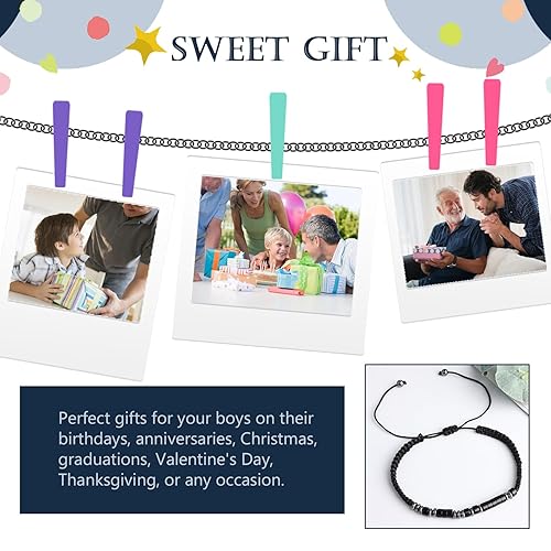 Miniatura 9 de VOHIVI To My Son Bracelet from Mom - Graduation Gifts,Inspirational Gifts for Boy,Morse Code Bracelets with Engraved Wallet Card,Adjustable Handmade