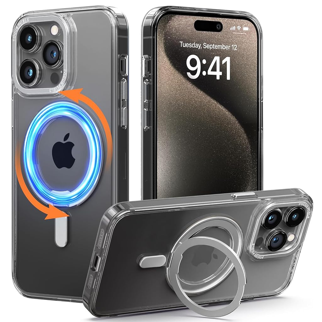 Zitronix® Phone Cover with 360° Rotatable MagSafe Ring Holder for iPhone 15 Pro, Transparent PC+TPU Frame, Enhanced Camera Protection, Shockproof & Anti-Drop Protection (B0DCP59YYQ) Amazon Price History, Amazon Price Tracker