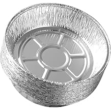 Food Grade Foil Pie Pans 50PCS 9 Inch Aluminum Plates for Air Fryers Baking Cooking, Recyclable Kitchen Tools for Cooking Delicious Meals, Suitable Storing Food and Meal Prep 6 Inch 20PCS