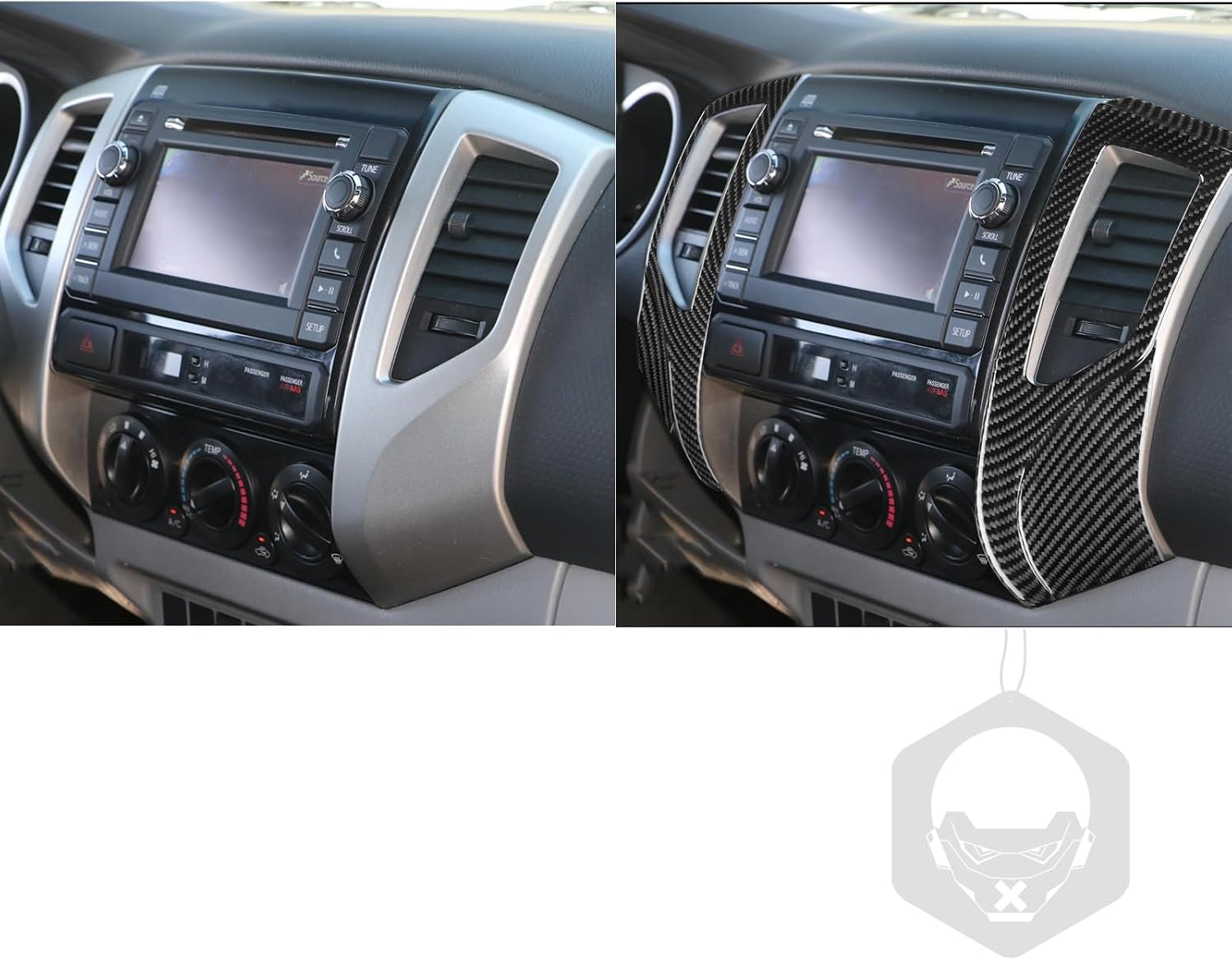 Real Premium Carbon Fiber Central Air Conditioner AC Vent Air Outlet Frame Trim Soft Sticker Compatible with Tacoma 2012 2013 2014 2015 Auto Interior Black Accessories 6pcs(Type B)