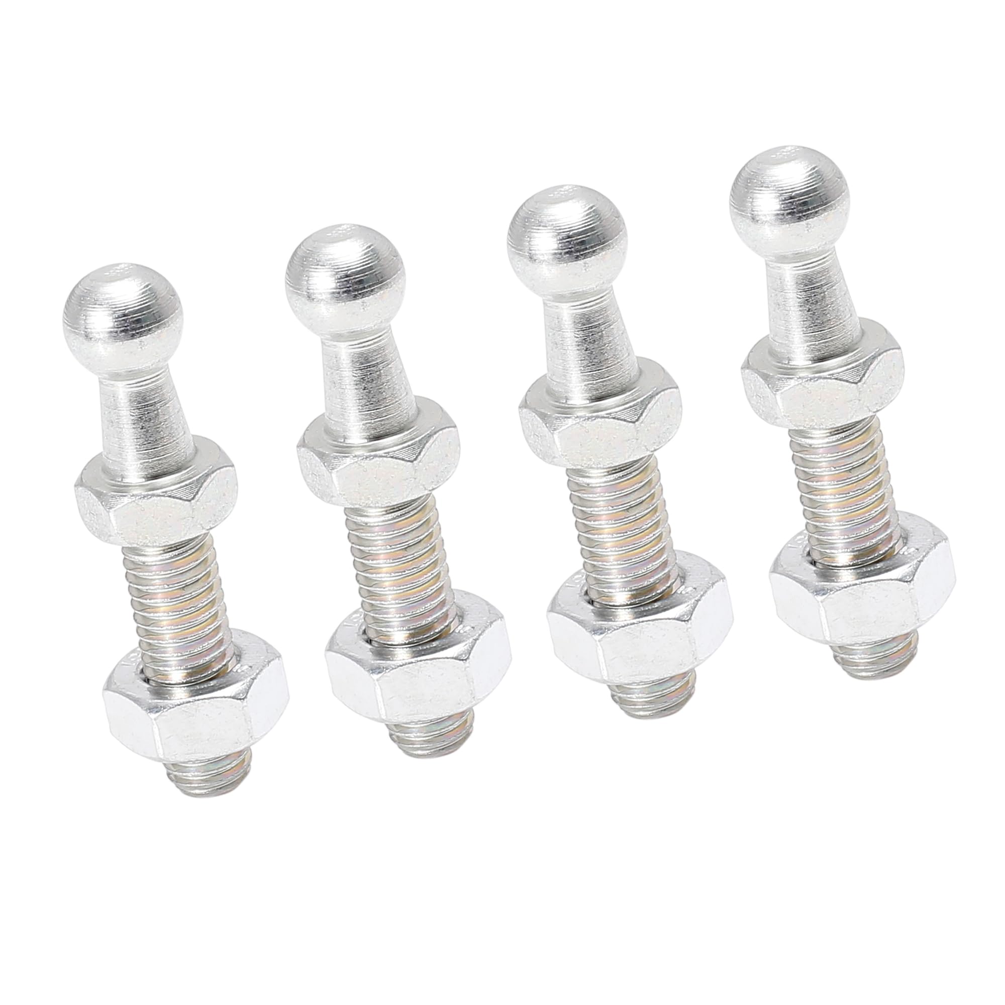 4 Perni A Sfera Per Ammortizzatori A Gas, Filetto M8x25mm, Testa Sfera 10mm, Con Dadi, Tono Argento - 6